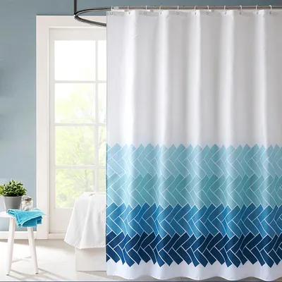 Produktbild von LIONMOOD Duschvorhang - Badewannen Vorhang inkl. Haken - Polyester Textil - 180x200cm - Pflasterstein-Blau