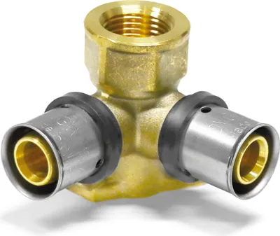 Produktbild von Pipetec Press-Wandwinkel V-Doppelanschluss 90° Größe: Doppelt 20 x 2 - 1/2 Zoll - 20 x 2 mm