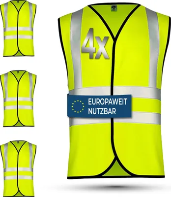 Produktbild von 12x Warnweste Sicherheitsweste Auto Sicherheitswarnweste Pannenweste, Farbe:Neon Gelb, Größe:L