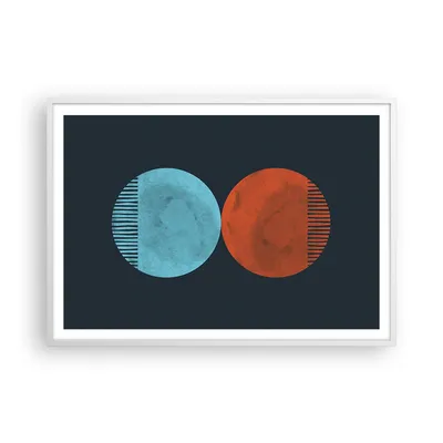 Produktbild von Gerahmtes Poster - Weißer Rahmen - Abstraktion Blau Rot - 100x70 cm - Wand Bild - Wanddeko - Wandbilder - Kunstposter - Wandposter - Bilderrahmen - Bilder - Kunstdruck - P2WAA100x70-4720