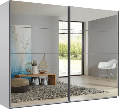 Image de Armoire à portes coulissantes Armoire Angleterre 270x65x236cm blanc miroir (18148)