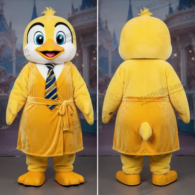 Produktbild von Gelber MASTICOT Plüsch-Pinguin-Maskottchen im Kleid