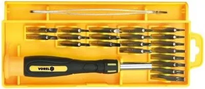 Produktbild von VOREL PRÄZISIONSSCHRAUBENDREHER MIT AUSTAUSCHBAREN BITS, 22-tlg. Set 64395