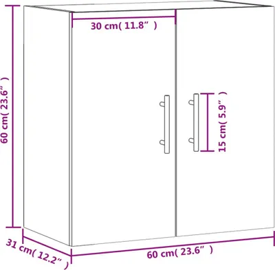 Produktbild von vidaXL Wandschrank Sonoma-Eiche 60x31x60 cm Holzwerkstoff