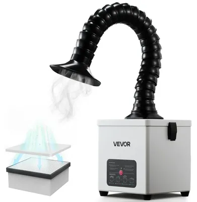 Zdjęcie produktu dla VEVOR Odciąg dymu lutowniczego, odciąg dymu spawalniczego z 3-stopniowym filtrem, wydajnością ssania 180 m³/h i 3-stopniową regulacją przepływu powietrza, bezszczotkowy odciąg stołowy do lutowania i prac majsterkowych