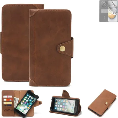 Produktbild von K-S-Trade Handyhülle kompatibel mit Realme 11 Pro Schutz Hülle Walletcase Bookstyle Tasche Case Handytasche Wallet Flipcase Cover PolyurethanBraun (1x)