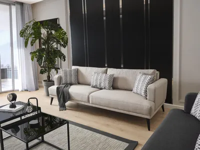 Produktbild von Sofa 3 Sitzer Dreisitzer Sofas Stoff Beige Wohnzimmer Modern Design