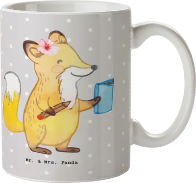 Produktbild von Mr. & Mrs. Panda Kaffeetasse Auszubildende Herz - Grau Pastell - Geschenk, Azubine, Becher, Kaffeebecher, Abschlussprüfung, Tasse, Trinkbecher, haferl