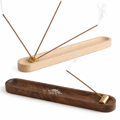 Räucherstäbchenhalter-Set aus Holz, 2er-Pack, 24 cm, mit Aschenschale