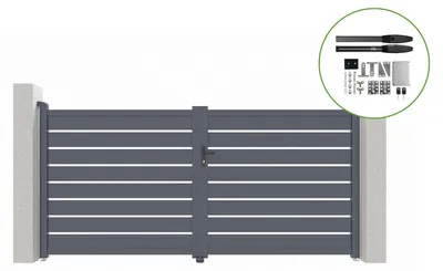 Produktbild von Flügeltor elektrisch 3m VOGEL H.160cm + Drehtorantrieb HICKER B200