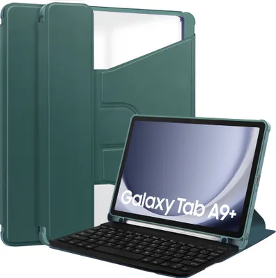 Produktbild von 2in1 Set Bluetooth Tastatur in Schwarz + Hülle für Samsung Tab A9+ Plus 2023 X210 X215 11 Zoll Case Schutzhülle Standfunktion Sleep and Wake