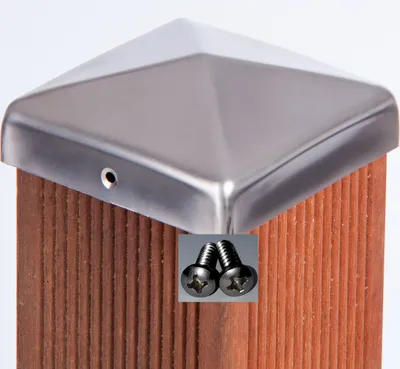 Produktbild von Pfostenkappe Edelstahl Pyramide für Pfosten 7x7cm, inkl. VA-Schrauben, Zaunkappe Zierkappe Kappe rostfrei 71x71 mm