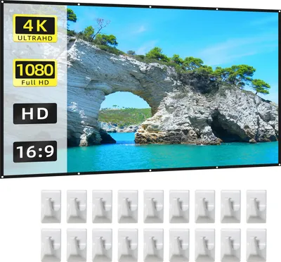 Produktbild von 120Zoll 266 x 148cm Beamer Leinwand 16:9 HD 4K faltbarer Projektionsleinwand doppelseitiger knitterfrei mit Haken Heimkino