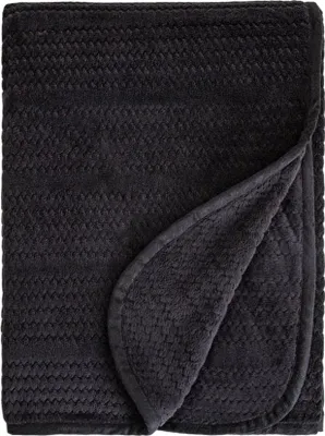 Produktbild von HOMLA MAVRO weiche schwarze Decke mit Ziernähten und Paspel 150x200 cm