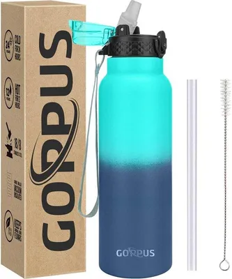 Produktbild von Thermosfles aus Edelstahl, 750ml, mit Grasstange, -frei, für Säurehaltige Getränke geeignet, isolierte Trinkflasche für Sport, Reisen, Camping, Fitness