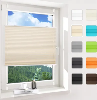 Allesin Plissee Klemmfix ohne Bohren, Anthrazit 75x90cm