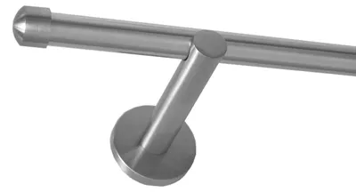 Produktbild von Gardinenstange Set Edelstahl Look Metall Ø 16mm zur Wandbefestigung 1-lauf Modern Kappe, Länge wählbar H12E17