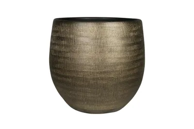 A studio shot of a textured pot.