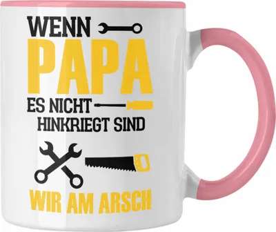 Produktbild von Trendation - Tasse für den besten Papa zum Vatertag Wenn Papa Es Nicht Hinkriegt Geschenkidee Vater (Rosa)