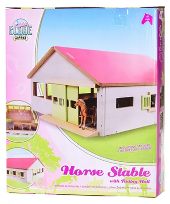 Produktbild von Kids Globe Pferdestall mit 3 Boxen und Reitplatz 1:32