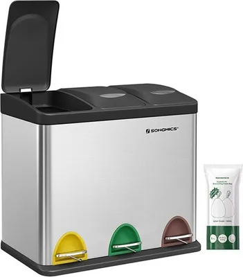 Produktbild von Famanu Abfalleimer Abfalltrennung - Grün-Grau/Schwarz - 47 x 28,3 x 39,5 cm