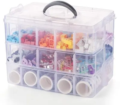 Produktbild von Ibenzoa® Transparente Aufbewahrungsbox 3‑stufig – 3×10 Fächer, abnehmbare Trennwände, Tragegriff, 25×16×18 cm (Fach 8×5×6 cm), Kunststoff, für Schmuck & Kleinteile