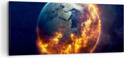Produktbild von Bild auf Leinwand - Leinwandbild - Universum Erde Feuer Globus - 120x50cm - Wand Bild - Wanddeko - Leinwanddruck - Bilder - Kunstdruck - Wanddekoration - Leinwand bilder - Wandkunst - AB120x50-2875