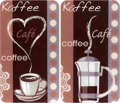 Produktbild von WENKO 2er Set Herd Abdeck Platten Glasabdeckung Kaffeeduft Schneidebrett