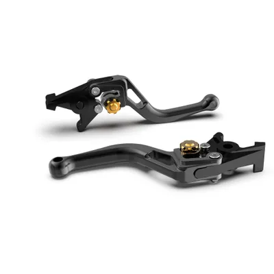 Produktbild von Bremshebel LSL BOW R43R mit ABE kurz für Yamaha XV R 942 / 950 ccm Bj. 2014 - 2016, Farbe Hebel:schwarz, Farbe Versteller:gold