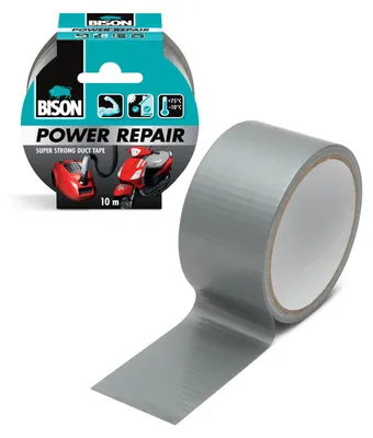 Immagine prodotto di Bison - Nastro adesivo Power Repair - Super resistente - Materiale rinforzato - Argento - 10 metri - Resistente al calore / per interni ed esterni