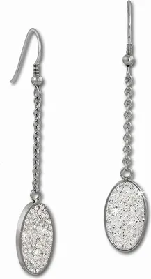 Produktbild von Amello Edelstahl Ohrhänger Damen Zirkonia Ohrringe silber weiß Oval ESOS09W