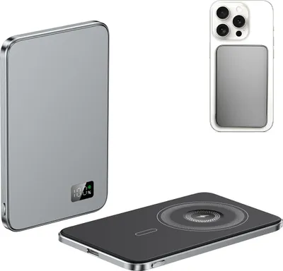 Produktbild von Magnetische Powerbank 10000mAh,Kabelloses Laden, Schnellladung, ultradünn & tragbar, mit integriertem Kabel