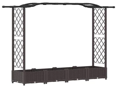 Produktbild von vidaXL Hochbeet mit Rankgitter und Dach Braun 207 x 40 x 123 cm PP