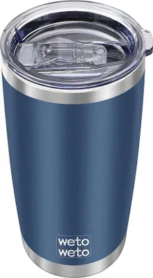 Image de Mug isotherme en acier inoxydable, 590 ml, bleu marine, double paroi, isolation sous vide, étanche, mug de voyage