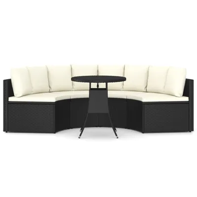 Immagine prodotto di vidaXL Set di divani da giardino 5 pezzi con cuscini in poly rattan nero
