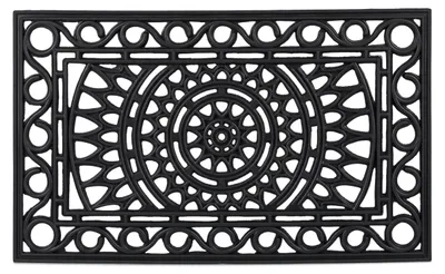 Immagine prodotto di Zerbino in gomma Relaxdays, 45 x 75 cm, antiscivolo, resistente alle intemperie, con motivi decorativi, per interni ed esterni, nero