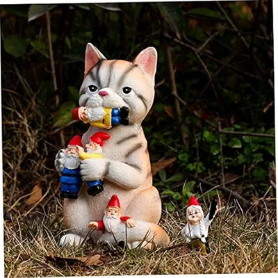 Obrázek produktu pro Garten Gnom – Dárky, sošky skřítků z pryskyřice, výška 18 cm, zábavné zahradní skřítky pro venkovní použití, figurky skřítků pro dekorace, zahradní ozdoby