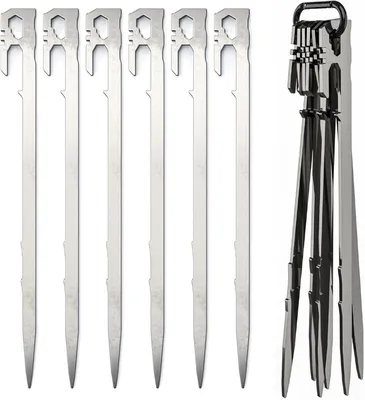 Produktbild von Zeltnägel 28 cm, 6 Stück, Edelstahl, für Camping, harter Boden