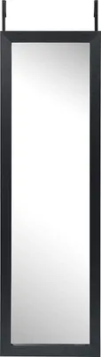 Zdjęcie produktu dla Duże lustro wiszące z figurką, lustro wiszące, lustro na framugę drzwi, lustro ścienne, lustro z 2 haczykami, 120 x 37 x 1,6 cm (czarne)