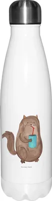 Produktbild von Mr. & Mrs. Panda Trinkflasche Katze Dose - Weiß - Geschenk, Thermosflasche, Katzen, Cat, trinken, Thermos, Durstig, trinkflaschen, Kater, thermosflaschen, Cats