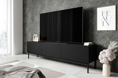 Zdjęcie produktu dla Nowoczesna Szafka pod telewizor komoda RTV do salonu 200 cm Czarny mat