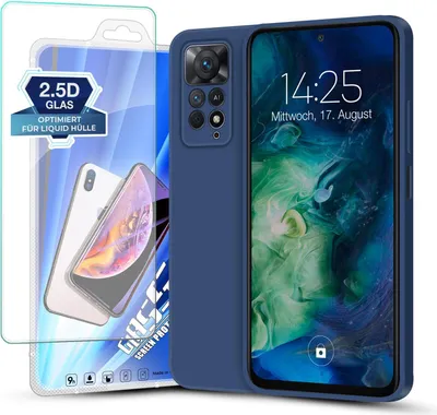 A phone case and screen protector are displayed together.