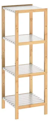 Image de Étagère de rangement en bambou debout avec 4 étagères