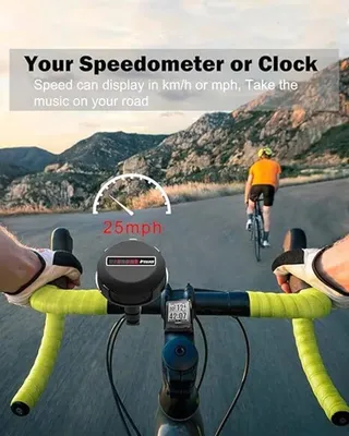 Produktbild von Wasserdichter Bluetooth Fahrradlautsprecher 5W IPX7, 480 Min Spielzeit, Freisprechfunktion mit Mikrofon, Display, TF/AUX, Halterung