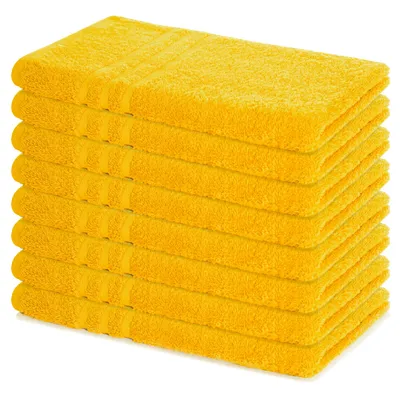 Produktbild von Lavea® 8er Set Handtücher 50x100 cm, Elena, 100% Baumwolle, Frottier Badetuch, Sporthandtuch, 60°C waschbar, Handtuch Set, Rapsgelb