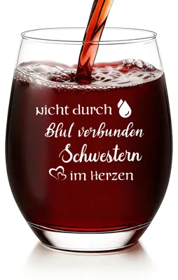 Productafbeelding van Wijnglas met 'Schwestern Im Herzen' - 480ml, Geschenken voor Vriendinnen