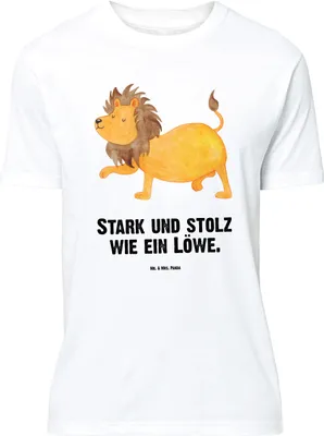 Produktbild von Mr. & Mrs. Panda Größe M T-Shirt Sternzeichen Löwe - Weiß - Geschenk, mit Spruch, Tshirt, Herren, Juli, Geburtstag August, Shirt, König Der Tiere