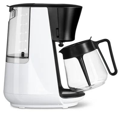 Zdjęcie produktu dla Ekspres do kawy filtrowanej Tchibo "Let's Brew", do 10 filiżanek kawy filtrowanej, szklana karafka o pojemności 1,2 l, płyta grzewcza ze stali nierdzewnej, blokada kapania, automatyczne wyłączanie, biały