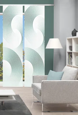 Produktbild von BEXON Schiebegardine, Halbkreismotiv, halbtransparent, 260x60 cm