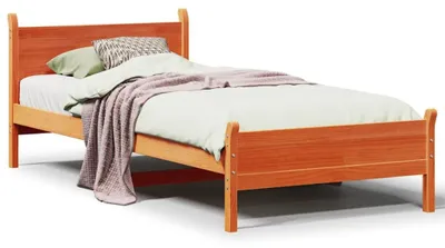 Image de vidaXL Lit en bois massif sans matelas pin brun cireux 75x190 cm
